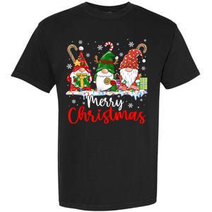 Gnomes Merry Christmas Light Family Gnome Xmas Garment-Dyed Heavyweight T-Shirt