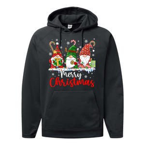 Gnomes Merry Christmas Light Family Gnome Xmas Performance Fleece Hoodie