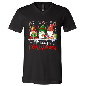 Gnomes Merry Christmas Light Family Gnome Xmas V-Neck T-Shirt