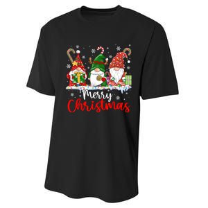 Gnomes Merry Christmas Light Family Gnome Xmas Performance Sprint T-Shirt