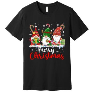 Gnomes Merry Christmas Light Family Gnome Xmas Premium T-Shirt