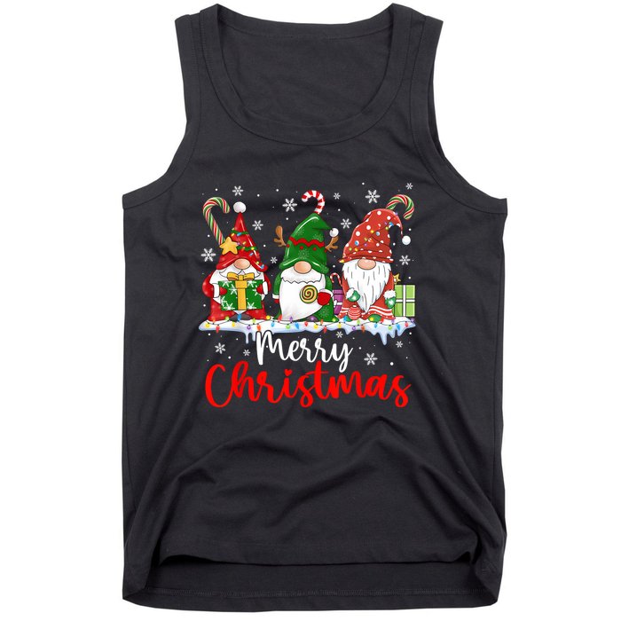 Gnomes Merry Christmas Light Family Gnome Xmas Tank Top