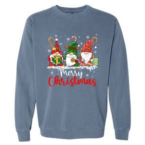 Gnomes Merry Christmas Light Family Gnome Xmas Garment-Dyed Sweatshirt