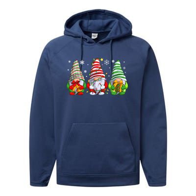 Gnomes Merry Christmas Pajama Gift Performance Fleece Hoodie