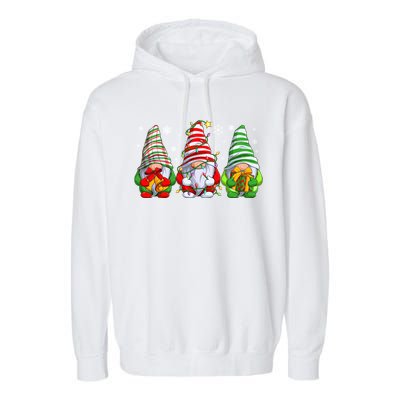 Gnomes Merry Christmas Pajama Gift Garment-Dyed Fleece Hoodie