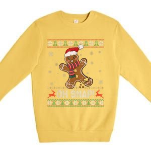 Gingerbread Man Cookie Baking Oh Snap Ugly Christmas Sweater Premium Crewneck Sweatshirt