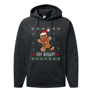 Gingerbread Man Cookie Baking Oh Snap Ugly Christmas Sweater Performance Fleece Hoodie