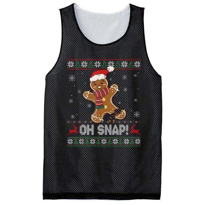 Gingerbread Man Cookie Baking Oh Snap Ugly Christmas Sweater Mesh Reversible Basketball Jersey Tank