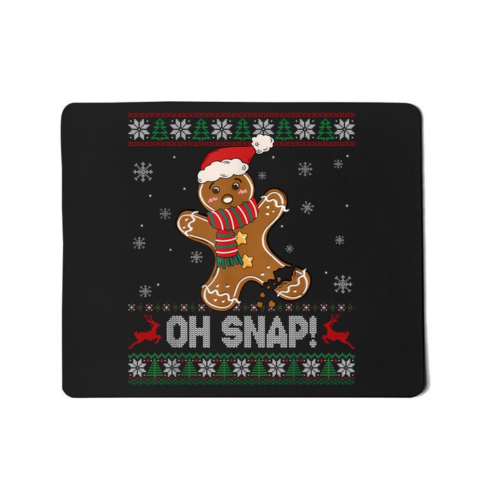 Gingerbread Man Cookie Baking Oh Snap Ugly Christmas Sweater Mousepad