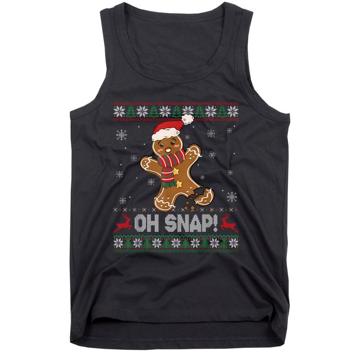 Gingerbread Man Cookie Baking Oh Snap Ugly Christmas Sweater Tank Top