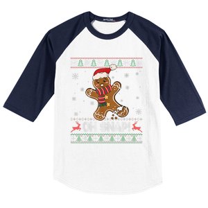 Gingerbread Man Cookie Baking Oh Snap Ugly Christmas Sweater Baseball Sleeve Shirt