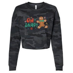 Gingerbread Man Cookie Xmas Oh Snap Funny Cute Christmas Cropped Pullover Crew