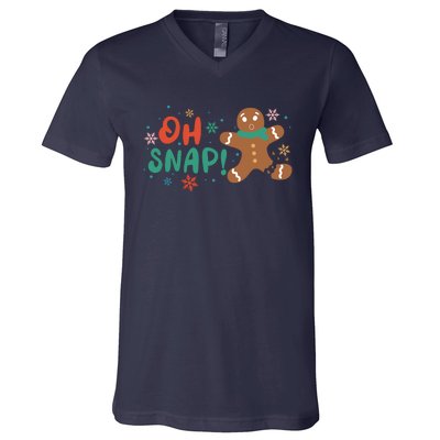 Gingerbread Man Cookie Xmas Oh Snap Funny Cute Christmas V-Neck T-Shirt