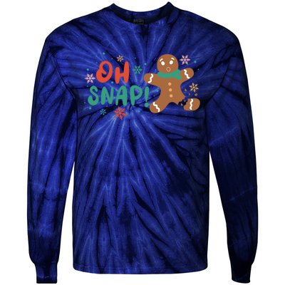 Gingerbread Man Cookie Xmas Oh Snap Funny Cute Christmas Tie-Dye Long Sleeve Shirt