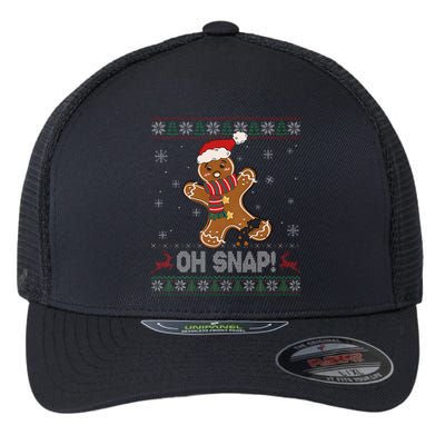 Gingerbread Man Cookie Baking Oh Snap Ugly Christmas Sweater Flexfit Unipanel Trucker Cap