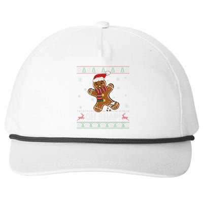 Gingerbread Man Cookie Baking Oh Snap Ugly Christmas Sweater Snapback Five-Panel Rope Hat