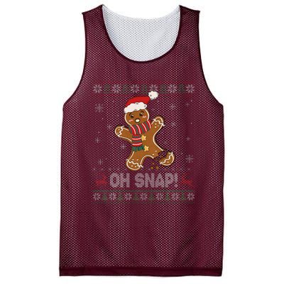 Gingerbread Man Cookie Baking Oh Snap Ugly Christmas Sweater Mesh Reversible Basketball Jersey Tank