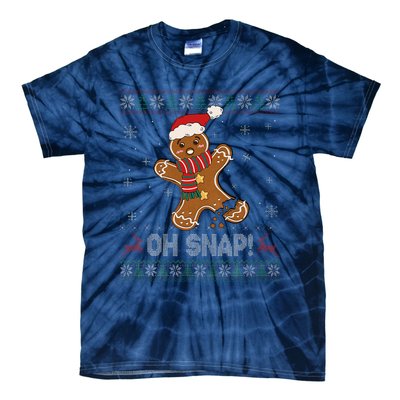 Gingerbread Man Cookie Baking Oh Snap Ugly Christmas Sweater Tie-Dye T-Shirt