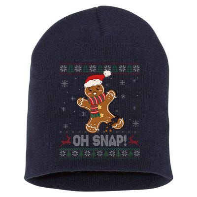 Gingerbread Man Cookie Baking Oh Snap Ugly Christmas Sweater Short Acrylic Beanie