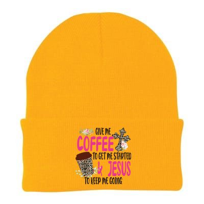 Give Me Coffee To Get Me Started And Jesus To Keep Me Going Knit Cap Winter Beanie