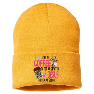 Give Me Coffee To Get Me Started And Jesus To Keep Me Going Sustainable Knit Beanie