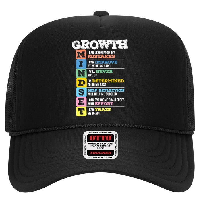 Growth Mindset Classroom Brain Motivation Entrepreneur High Crown Mesh Back Trucker Hat