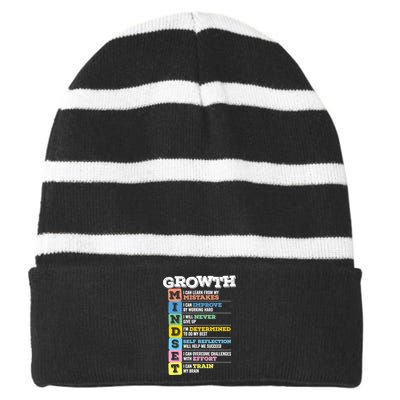 Growth Mindset Classroom Brain Motivation Entrepreneur Striped Beanie with Solid Band