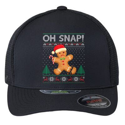 Gingerbread Man Cookie Ugly Sweater Oh Snap Christmas Flexfit Unipanel Trucker Cap