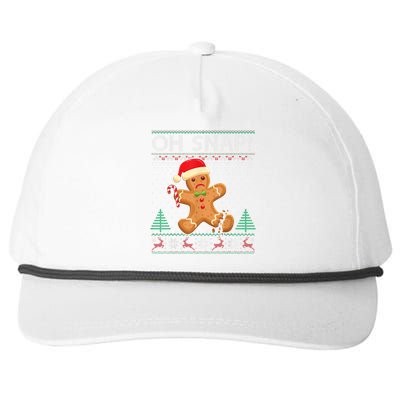 Gingerbread Man Cookie Ugly Sweater Oh Snap Christmas Snapback Five-Panel Rope Hat