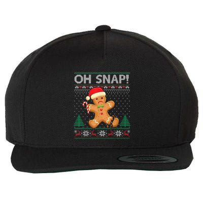 Gingerbread Man Cookie Ugly Sweater Oh Snap Christmas Wool Snapback Cap