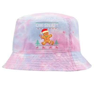 Gingerbread Man Cookie Ugly Sweater Oh Snap Christmas Tie-Dyed Bucket Hat