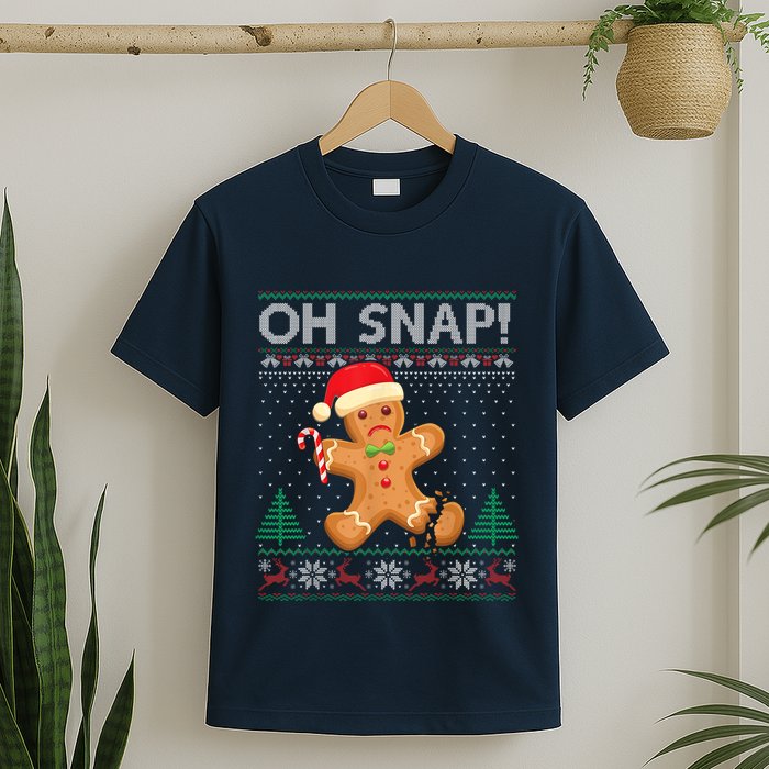 Gingerbread Man Cookie Ugly Sweater Oh Snap Christmas T-Shirt