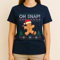 Gingerbread Man Cookie Ugly Sweater Oh Snap Christmas T-Shirt