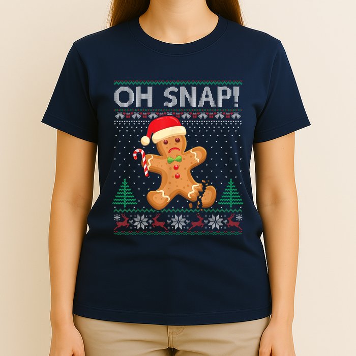 Gingerbread Man Cookie Ugly Sweater Oh Snap Christmas T-Shirt