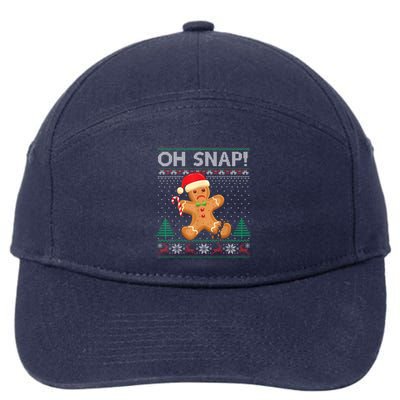 Gingerbread Man Cookie Ugly Sweater Oh Snap Christmas 7-Panel Snapback Hat