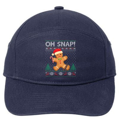 Gingerbread Man Cookie Ugly Sweater Oh Snap Christmas 7-Panel Snapback Hat