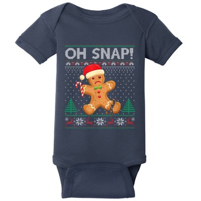 Gingerbread Man Cookie Ugly Sweater Oh Snap Christmas Baby Bodysuit