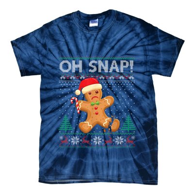 Gingerbread Man Cookie Ugly Sweater Oh Snap Christmas Tie-Dye T-Shirt