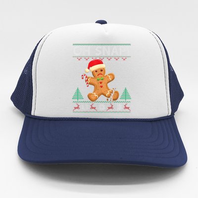 Gingerbread Man Cookie Ugly Sweater Oh Snap Christmas Trucker Hat