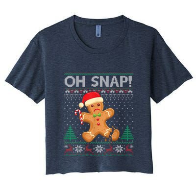 Gingerbread Man Cookie Ugly Sweater Oh Snap Christmas Crop Top