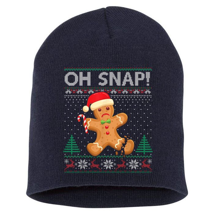 Gingerbread Man Cookie Ugly Sweater Oh Snap Christmas Short Acrylic Beanie