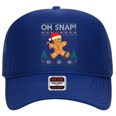 Gingerbread Man Cookie Ugly Sweater Oh Snap Christmas High Crown Mesh Back Trucker Hat