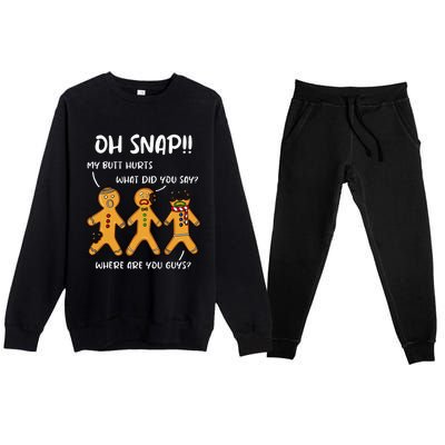 Gingerbread Man Cookie Oh Snap Women Christmas Funny Premium Crewneck Sweatsuit Set