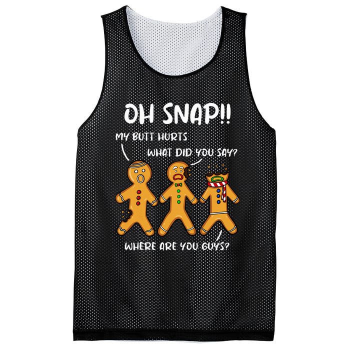 Gingerbread Man Cookie Oh Snap Women Christmas Funny Mesh Reversible Basketball Jersey Tank