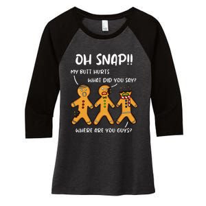 Gingerbread Man Cookie Oh Snap Women Christmas Funny Women's Tri-Blend 3/4-Sleeve Raglan Shirt