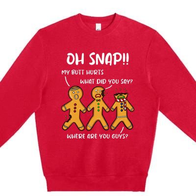 Gingerbread Man Cookie Oh Snap Women Christmas Funny Premium Crewneck Sweatshirt