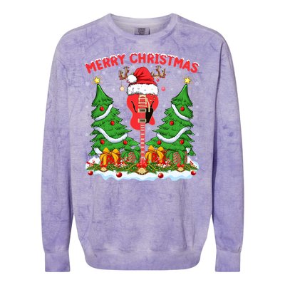 Guitar Merry Christmas Tree Lights Santa Bass Guitar Xmas Gift Colorblast Crewneck Sweatshirt