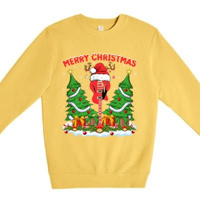 Guitar Merry Christmas Tree Lights Santa Bass Guitar Xmas Gift Premium Crewneck Sweatshirt