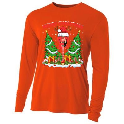 Guitar Merry Christmas Tree Lights Santa Bass Guitar Xmas Gift Cooling Performance Long Sleeve Crew