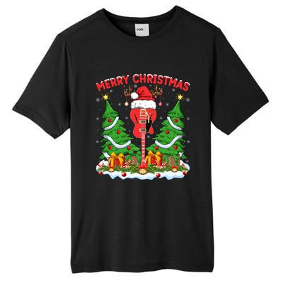 Guitar Merry Christmas Tree Lights Santa Bass Guitar Xmas Gift Tall Fusion ChromaSoft Performance T-Shirt